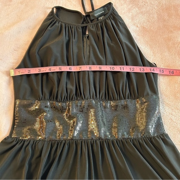 R&M Richards black sleeveless dress with sequins keyhole opening mid length 6 - Picture 11 of 13